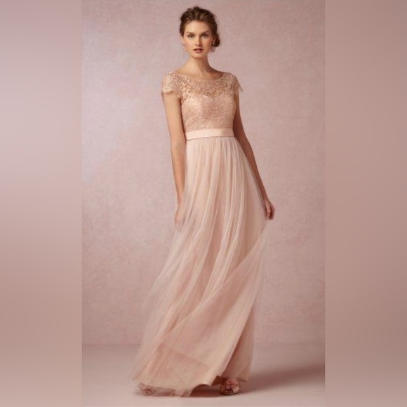Jenny Yoo Annabelle Dress. Blush pink. Tule and lace. Sweetheart neckline. - Picture 3 of 13